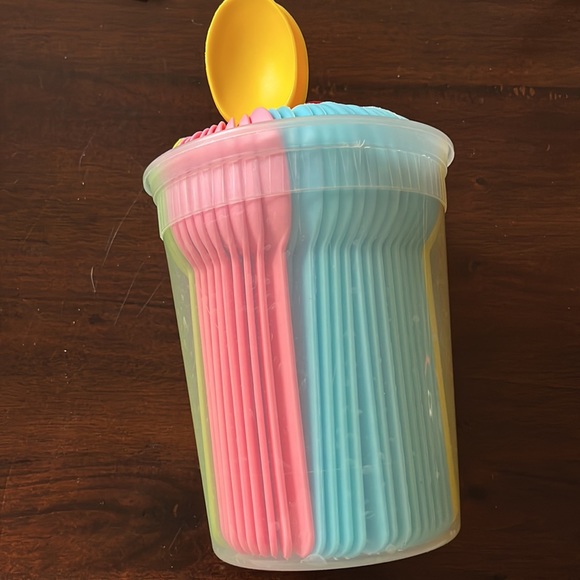 96 reusable heavy duty plastic party rainbow spoons ice cream desserts colorful - Picture 5 of 9